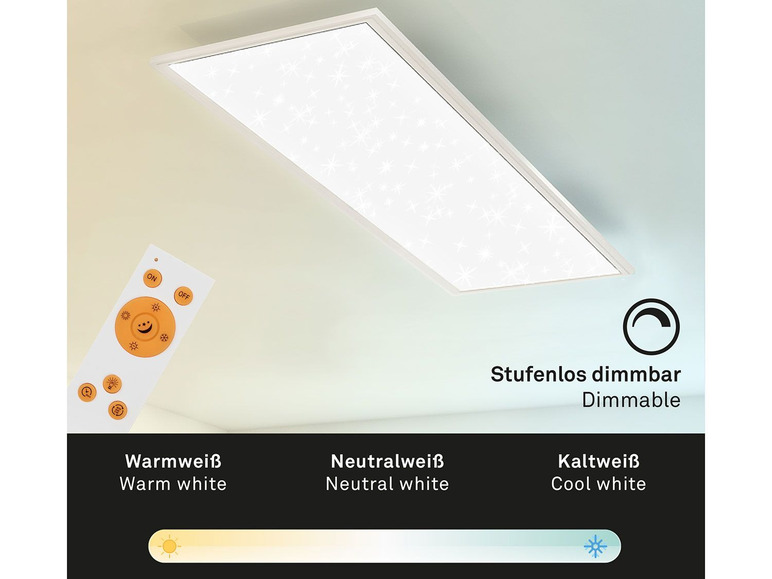 Gehe zu Vollbildansicht: Briloner LED Decken-Panel mit Sternendekor, dimmbar, Farbtemperatursteuerung - Bild 5