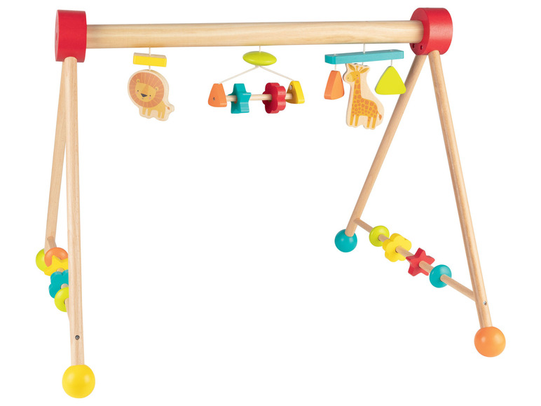 Gehe zu Vollbildansicht: PLAYTIVE® Holz Baby-Spielbogen, mit 3 Anhängern und 8 Holzformen - Bild 3