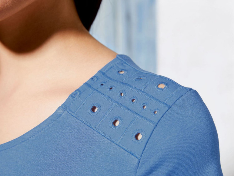 Gehe zu Vollbildansicht: ESMARA® T-Shirt Damen, mit Lochspitze, aus Viskose und Elasthan - Bild 10