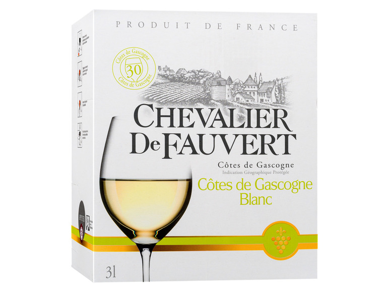 Gehe zu Vollbildansicht: Chevalier de Fauvert Côtes de Gascogne Blanc IGP trocken Bag-in-Box, Weißwein 2020 - Bild 1