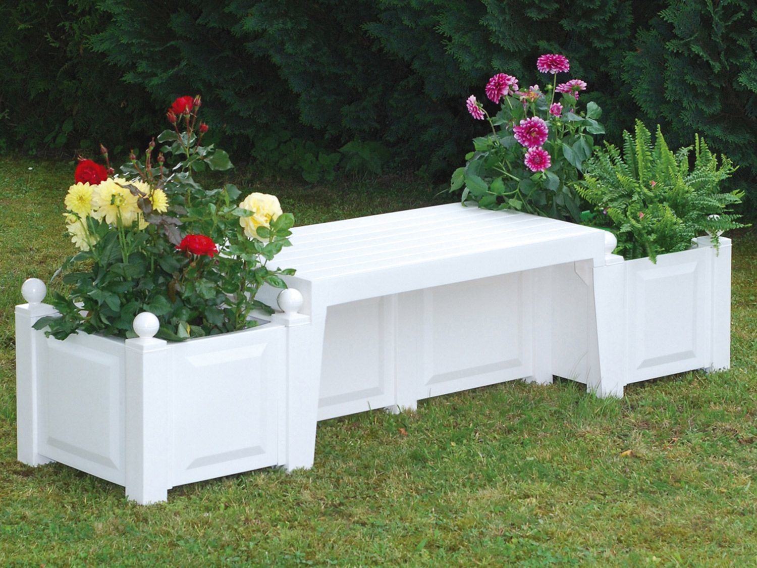 KHW Gartenbank »Berlin«, mit 2 Pflanzkästen, aus Kunststoff, 160 kg