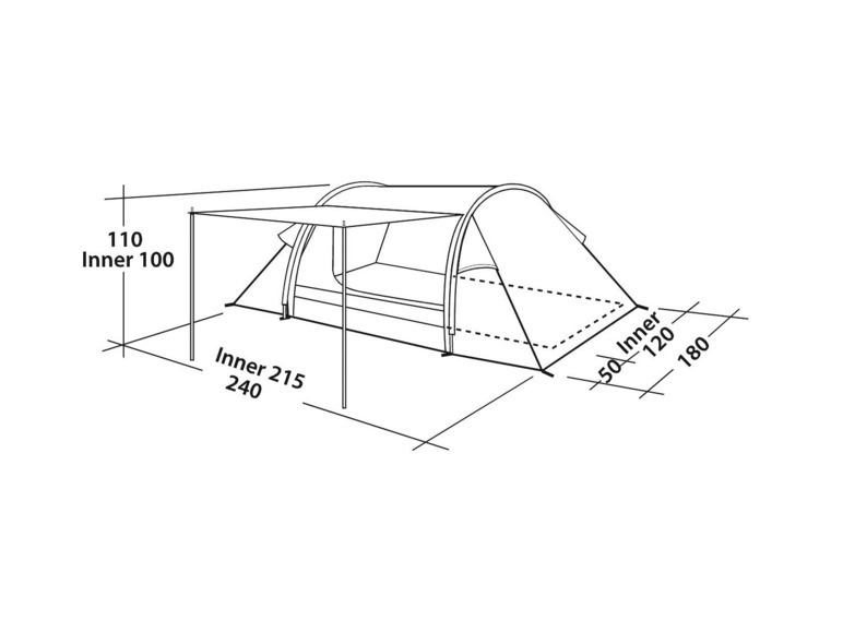 Gehe zu Vollbildansicht: Easy Camp Campingzelt »Cyrus 200«, für 2 Personen, mit großem Vorraum, mit Vordach - Bild 8