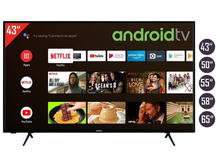 Gehe zu Vollbildansicht: TELEFUNKEN Android TV Fernseher (Smart TV, 4K UHD mit Dolby Vision HDR / HDR 10, Bluetooth, Triple-Tuner) - Bild 1