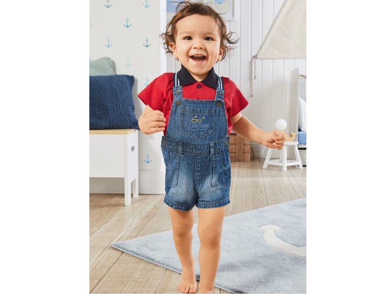 Gehe zu Vollbildansicht: LUPILU® Baby Latzhose Jungen, elastische Träger, sietliche Knöpfung, reine Baumwolle - Bild 3