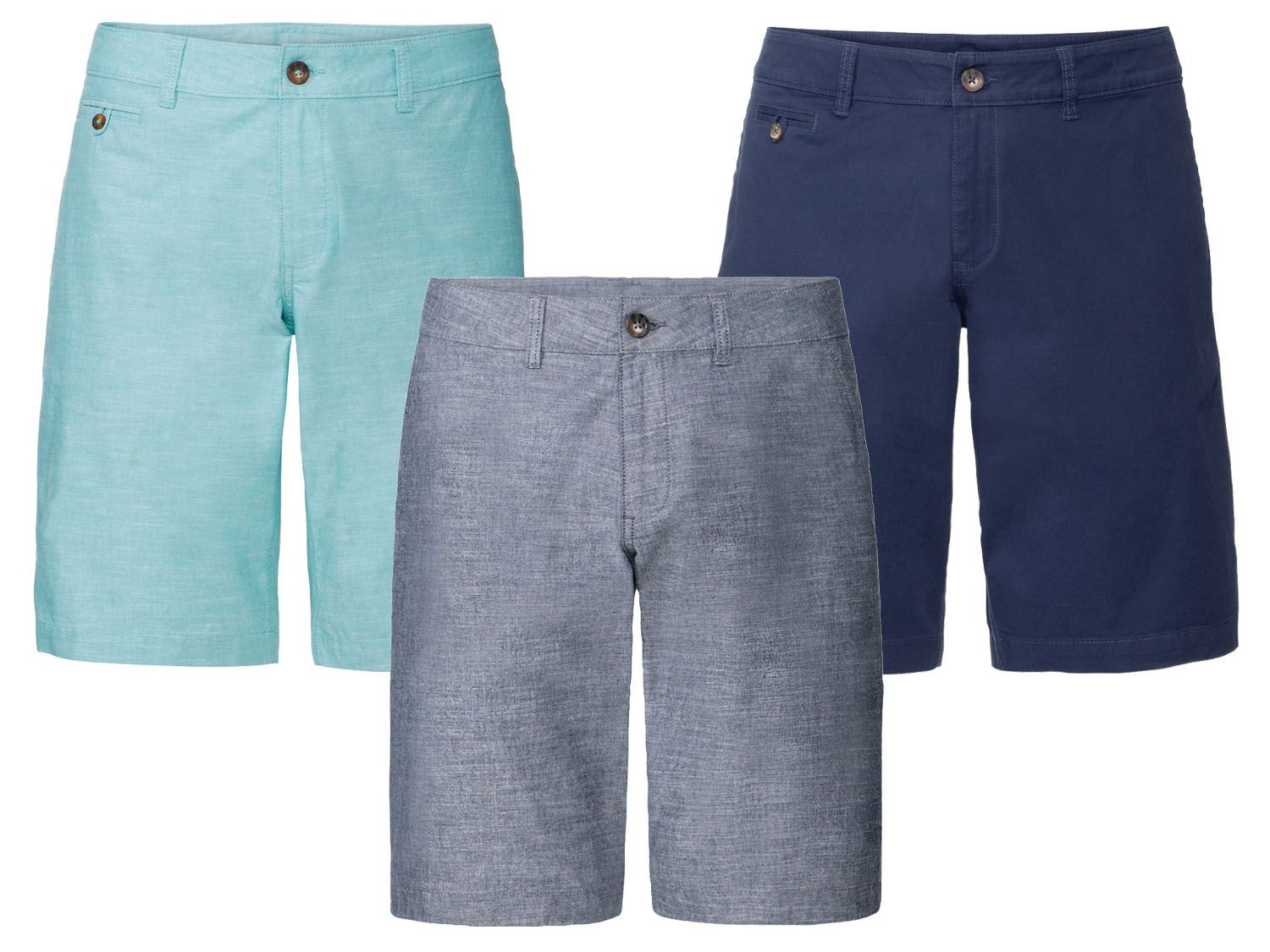 LIVERGY® Shorts Herren, mit Reißverschluss, aus Baumwolle und Elasthan