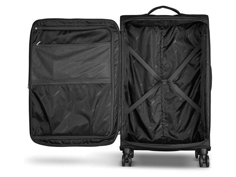 Gehe zu Vollbildansicht: TOPMOVE® Koffer, 96 l Volumen, erweiterbar, 4 Rollen, mit Zahlenschloss, schwarz - Bild 2