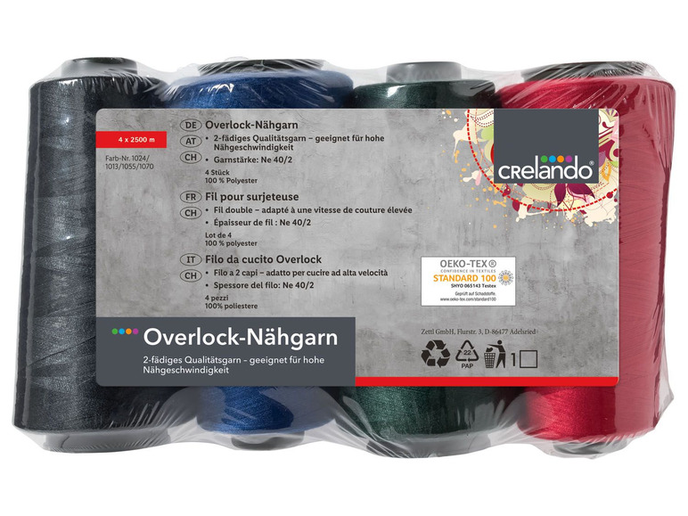 Gehe zu Vollbildansicht: CRELANDO® Overlock Nähgarnspule, 4 Stück, 2-fädig - Bild 6
