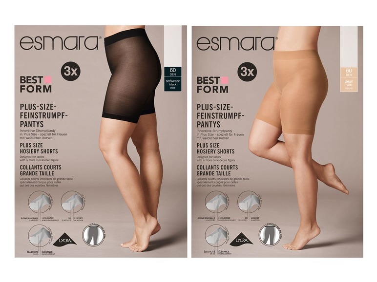 Gehe zu Vollbildansicht: ESMARA® Strumpf-Panty Damen, 3 Stück, Plus Size, mit Elasthan - Bild 1