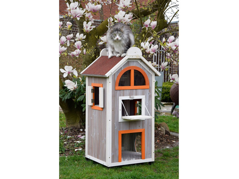 Gehe zu Vollbildansicht: dobar Großes Katzenhaus Fancy Cat, grau-rot-orange - Bild 7