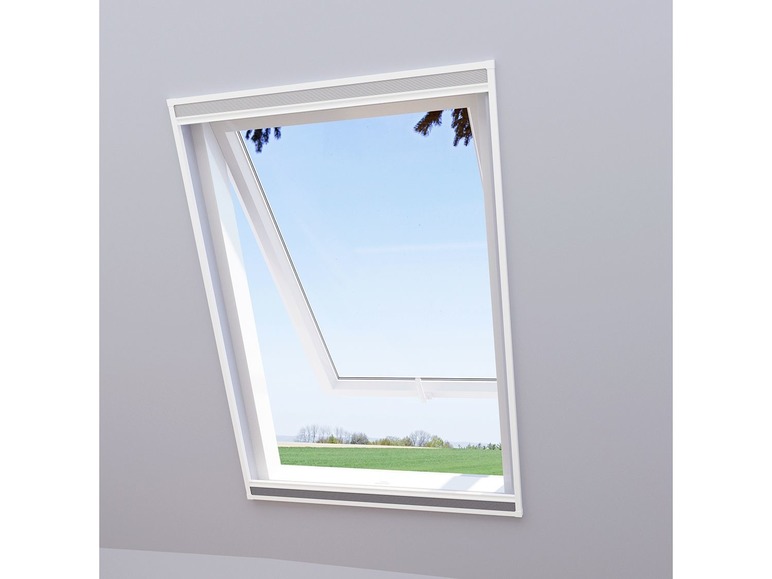 Gehe zu Vollbildansicht: wip Aluminium 2 in 1 Dachfenster Fliegengitter + Sonnenschutz, weiß - Bild 1