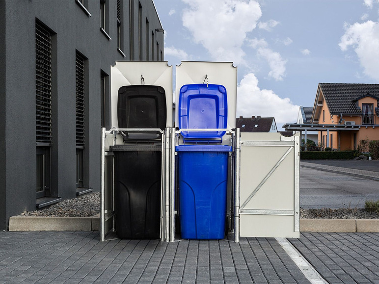 Gehe zu Vollbildansicht: HIDE Dänemark Mülltonnenbox, für Mülltonnen bis 240 Liter, mit Tür und Klappdeckel - Bild 2