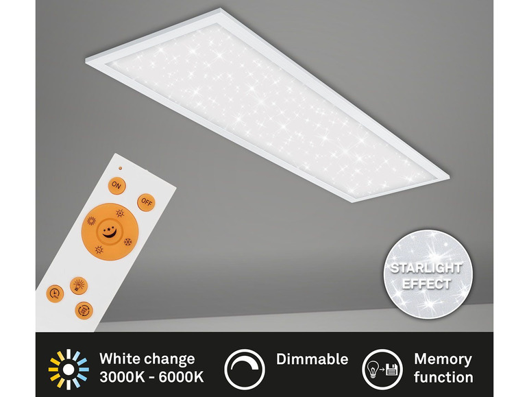 Gehe zu Vollbildansicht: Briloner LED Decken-Panel mit Sternendekor, dimmbar, Farbtemperatursteuerung - Bild 3