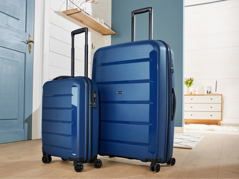 Gehe zu Vollbildansicht: TOPMOVE® Koffer, 30 L Volumen, bis 10 kg Füllgewicht, 4 Rollen, Polypropylen-Schale, blau - Bild 2
