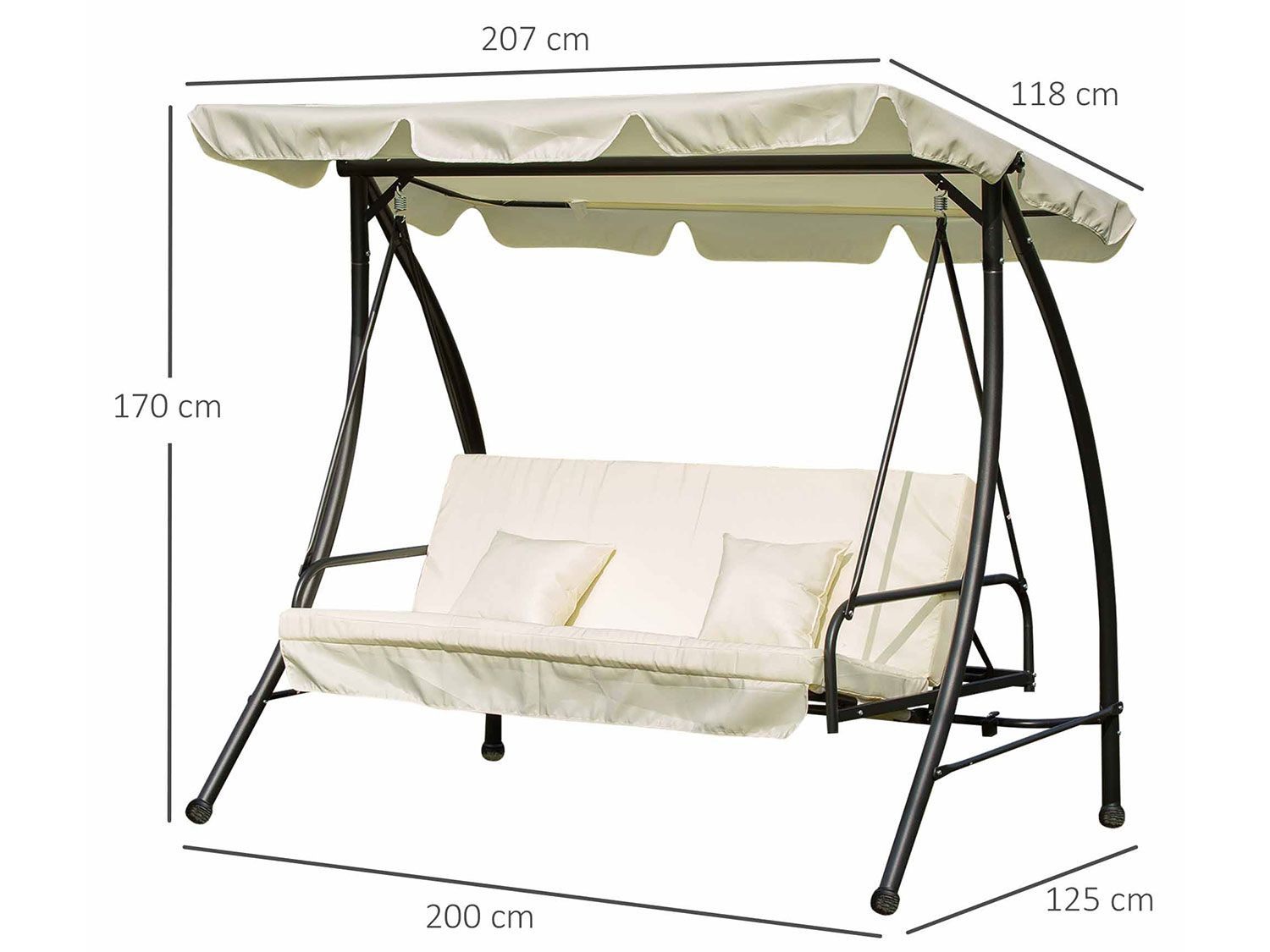 Outsunny Gartenschaukel mit Dach, weiche Polsterung - Lidl.de
