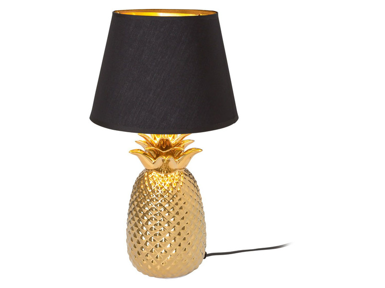 Gehe zu Vollbildansicht: LIVARNO LUX® Tischleuchte »Ananas«, Textilschirm mit goldener oder silberner Innenseite - Bild 3