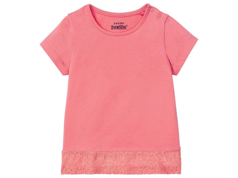 Gehe zu Vollbildansicht: LUPILU® Kleinkinder T-Shirt Mädchen, mit Rüschen oder Häkelspitze, aus reiner Baumwolle - Bild 2