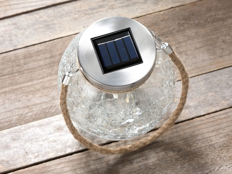 Gehe zu Vollbildansicht: MELINERA® LED Solar Laterne, aus Glas, 8 Stunden Leuchtdauer - Bild 5