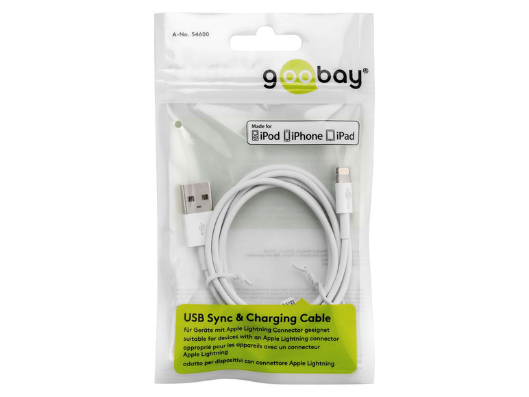 Gehe zu Vollbildansicht: Goobay Lightning auf USB A 2.0-Lade- und Synchronisationskabel, 2 m, weiß - Bild 5