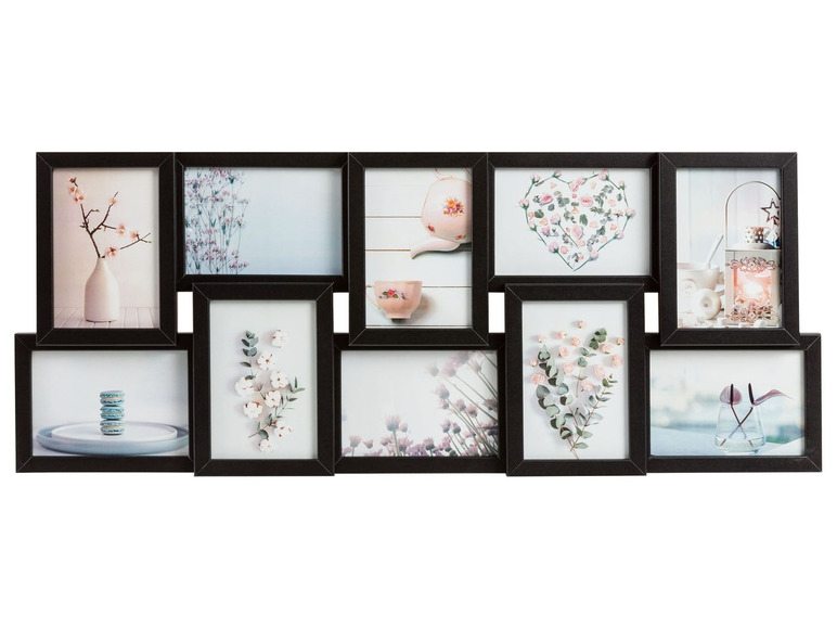 Gehe zu Vollbildansicht: MELINERA® Collage Bilderrahmen, für 10 Bilder, mit Holzrahmen, Glasabdeckung - Bild 2