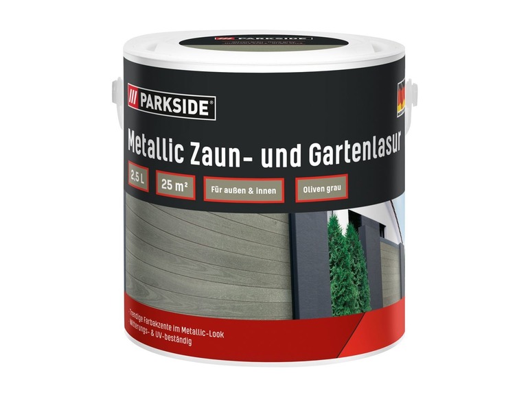 Gehe zu Vollbildansicht: PARKSIDE® Metallic Zaun-/Gartenlasur, 2,5 l , für Holz, witterungsbeständig, UV-beständig - Bild 4