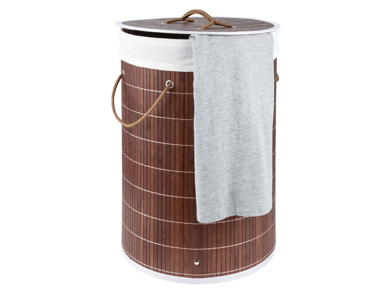 Gehe zu Vollbildansicht: AQUAPUR® Wäschetonne, 42 l Fassungsvermögen, mit 2 Griffen, Deckel, aus Bambus - Bild 3