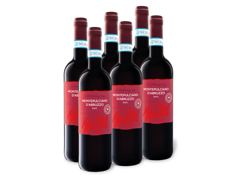 Gehe zu Vollbildansicht: 6 x 0,75-l-Flasche Weinpaket Chiaravita Montepulciano d'Abruzzo DOC trocken, Rotwein - Bild 1