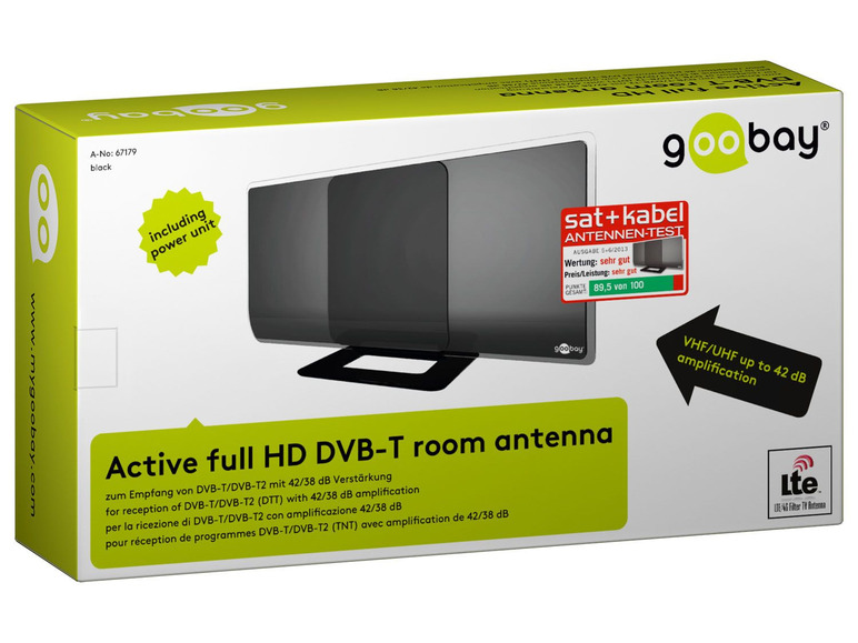 Gehe zu Vollbildansicht: Goobay Aktive Full HD DVB-T2 Zimmerantenne, inkl. LTE/4G Filter, schwarz - Bild 8