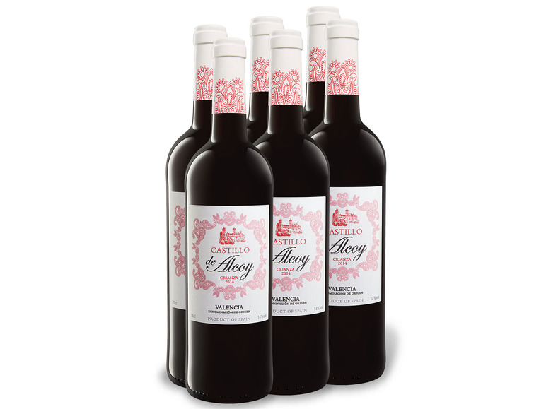 Gehe zu Vollbildansicht: 6 x 0,75-l-Flasche Weinpaket Castillo de Alcoy Crianza DO trocken, Rotwein - Bild 1