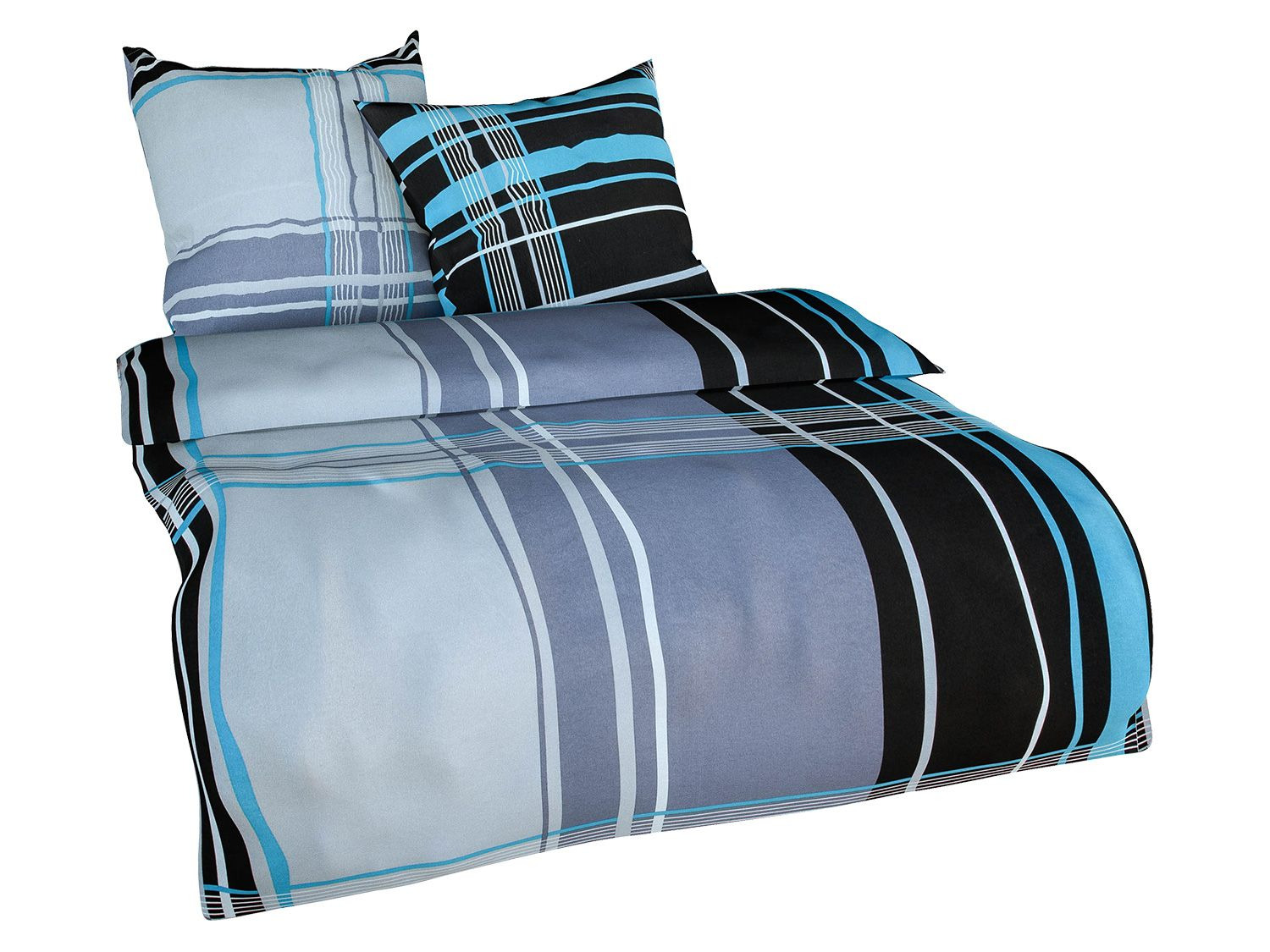 Setex Feinbiber Bettwäsche »Squares«, Türkis LIDL