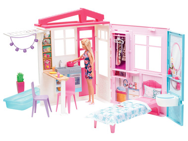 Barbie Ferienhaus, mit Möbeln und Puppe