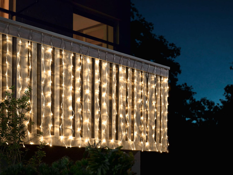 Gehe zu Vollbildansicht: MELINERA® LED Balkonvorhang 2x1m 220 mit 8 Funktionen - Bild 3