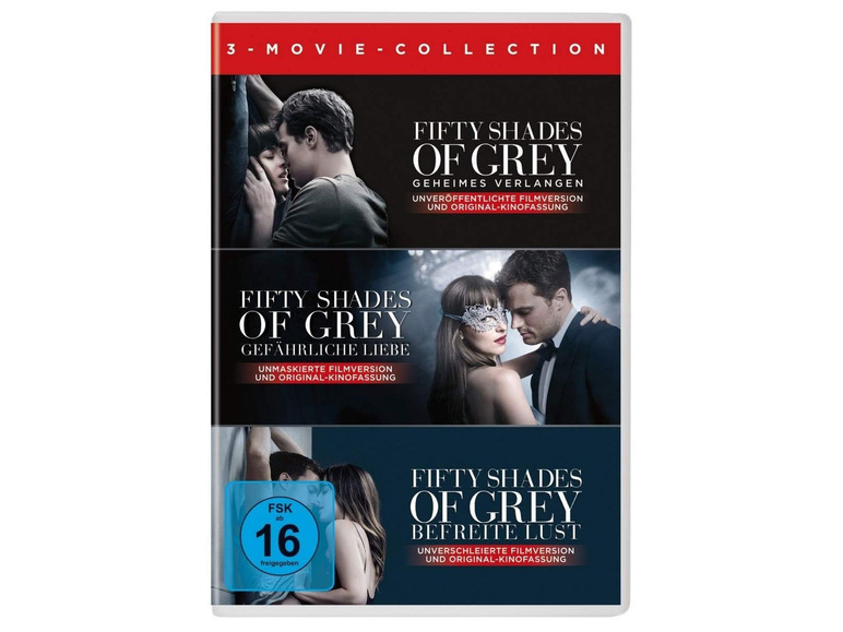 Gehe zu Vollbildansicht: UNI Dakota Johnson,Jamie Dornan,Kim Basinger Fifty Shades of Grey-3 Movie-Collection - Bild 1
