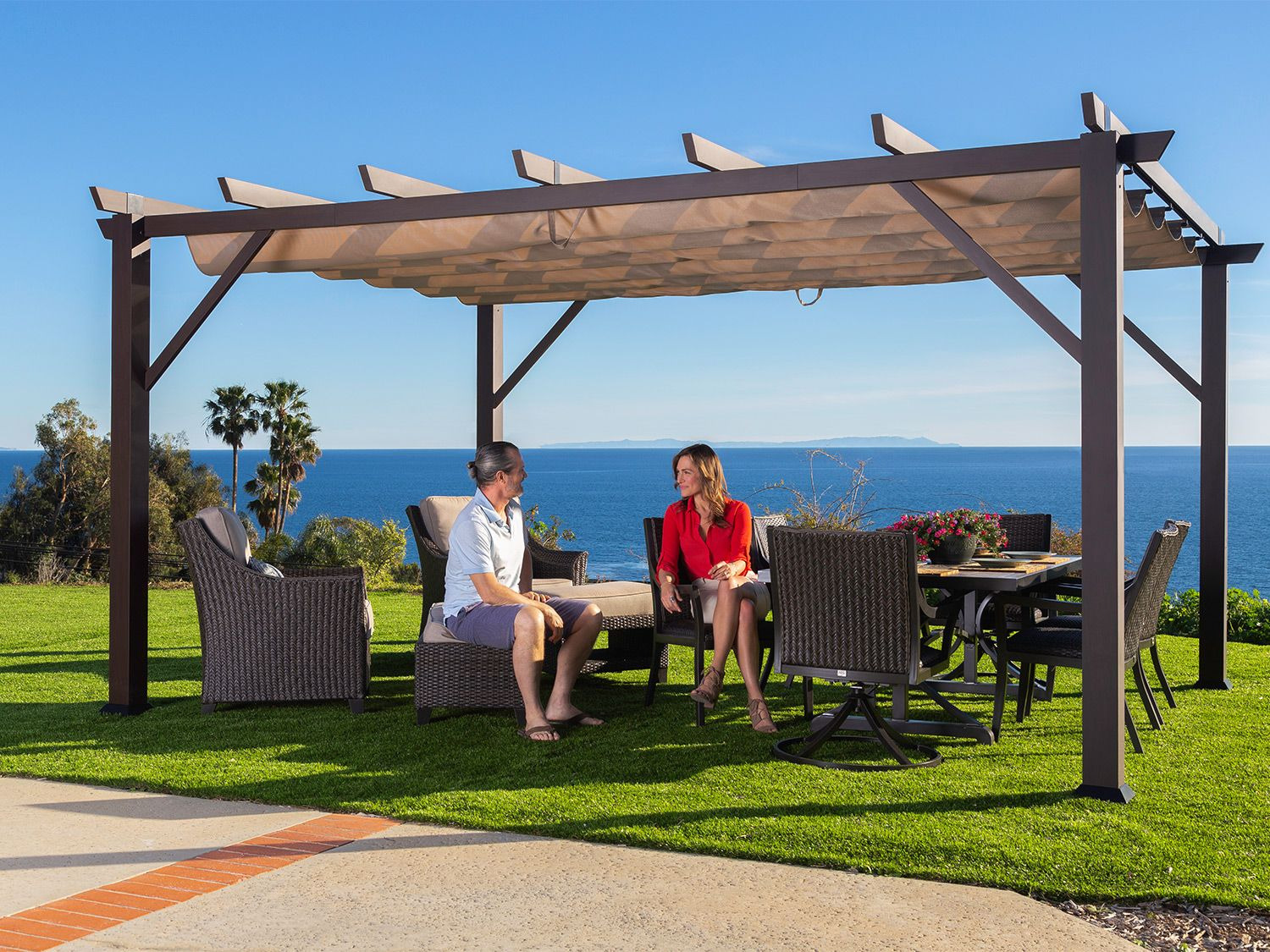 Paragon Outdoor USA Pavillon »Modena«, Pergola in edler Holzoptik, mit