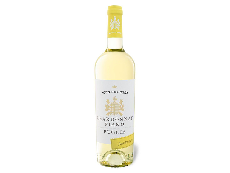 Gehe zu Vollbildansicht: Montecore Chardonnay/Fiano Puglia IGP halbtrocken, Weißwein 2019 - Bild 1