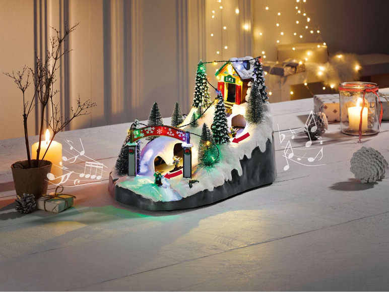 Gehe zu Vollbildansicht: MELINERA® LED Weihnachtsdorf, mit beweglichen Funktionen - Bild 7
