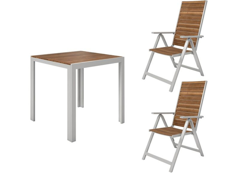 Gehe zu Vollbildansicht: FLORABEST® Balkonmöbel Set, Alu/Holz, 3-teilig, Klappsessel - Bild 1
