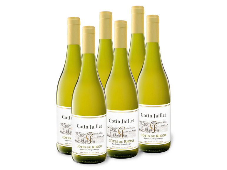 Gehe zu Vollbildansicht: 6 x 0,75-l-Flasche Weinpaket Cotin Jaillet Côtes du Rhône AOP trocken, Weißwein - Bild 1