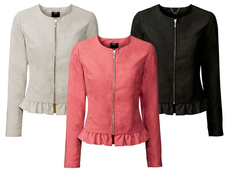 Gehe zu Vollbildansicht: ESMARA® Jacke Damen, in Velourslederoptik, seitliche Eingrifftaschen und Reißverschluss - Bild 1