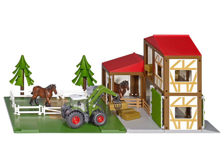Gehe zu Vollbildansicht: siku Pferdehof mit Pferden, Heuballen und Traktor - Bild 1