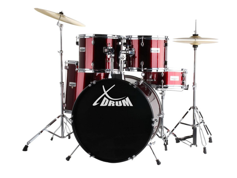 Gehe zu Vollbildansicht: XDrum Semi 22 Standard Schlagzeug Set Lipstick Red inkl. Schule + DVD - Bild 1