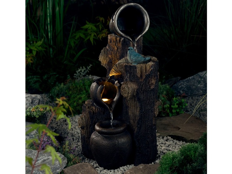 Gehe zu Vollbildansicht: MELINERA® Gartenbrunnen, mit 6 LEDs, warmweißes Licht, mit geräuscharmer Pumpe - Bild 7