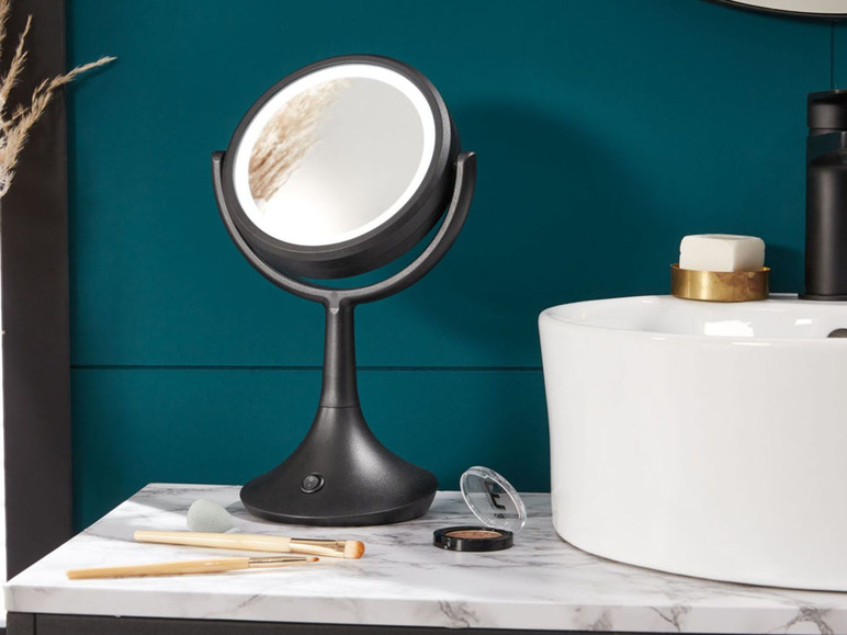 Gehe zu Vollbildansicht: MIOMARE® LED-Kosmetikspiegel, Rand mit LED-Licht, drehbarer Spiegel, 5-fache Vergrößerung - Bild 23