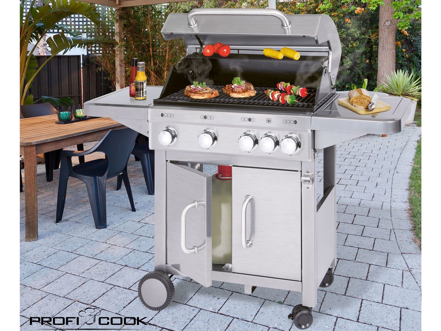 Verwunderlich Grillmeister Gasgrill 4 Plus 1 Brenner 19 7 Kw Ebenbild