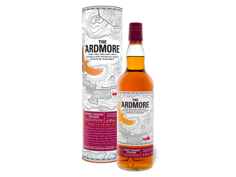 Gehe zu Vollbildansicht: The Ardmore Old Port Wood Finish Highland Single Malt Scotch Whisky 12 Jahre mit Geschenkbox 46% Vol - Bild 1