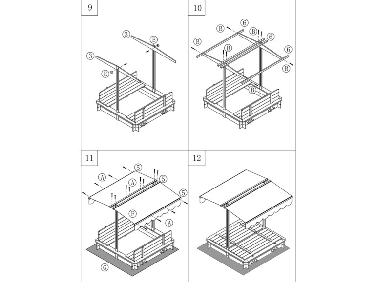 Gehe zu Vollbildansicht: dobar Verschließbarer Sandkasten mit Sitzbänken und verstellbarem Dach - Bild 12