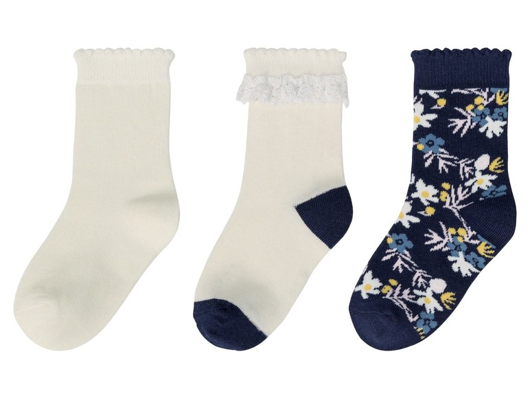 Gehe zu Vollbildansicht: LUPILU® Kleinkinder Socken Mädchen, 3 Stück, mit Print, mit Baumwolle - Bild 2
