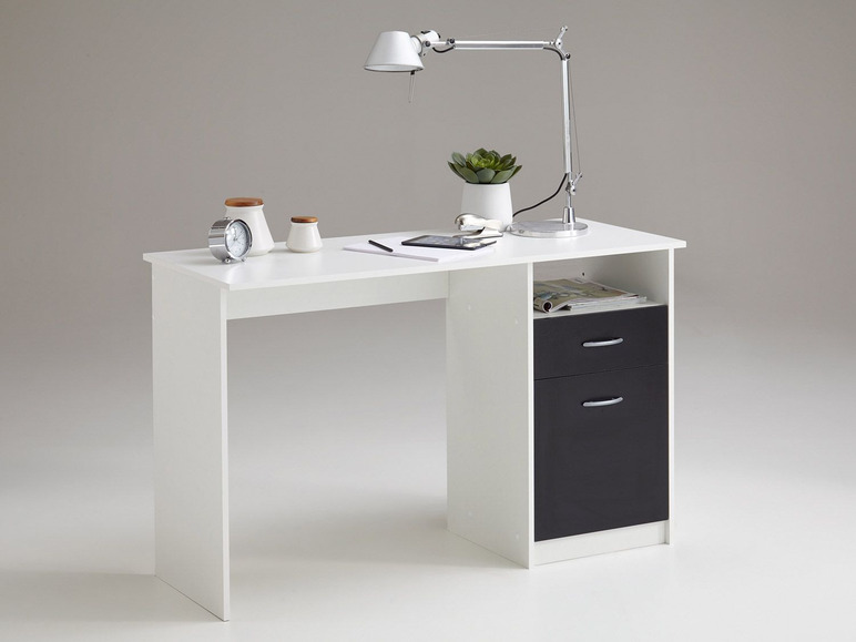 FMD Schreibtisch mit Tür, Schubkasten, offenes Ablagefach, Spanplatte