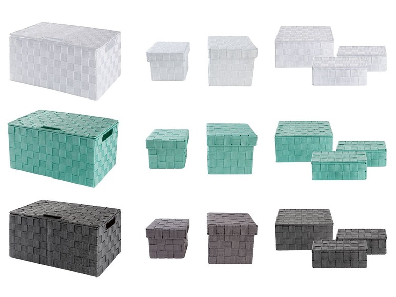 LIVARNO LIVING® Aufbewahrungsboxen, geflochten, mit Deckel, Innenrahmen