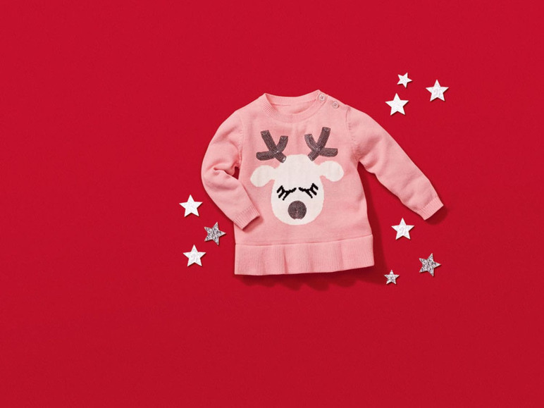 Gehe zu Vollbildansicht: LUPILU® Baby Weihnachtspullover Mädchen, mit Baumwolle - Bild 3