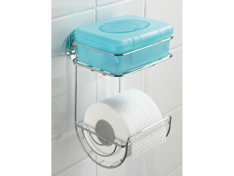 Gehe zu Vollbildansicht: Wenko Toilettenpapierhalter, mit Ablage, Turbo-Loc® Wandbefestigung, aus Stahl - Bild 2